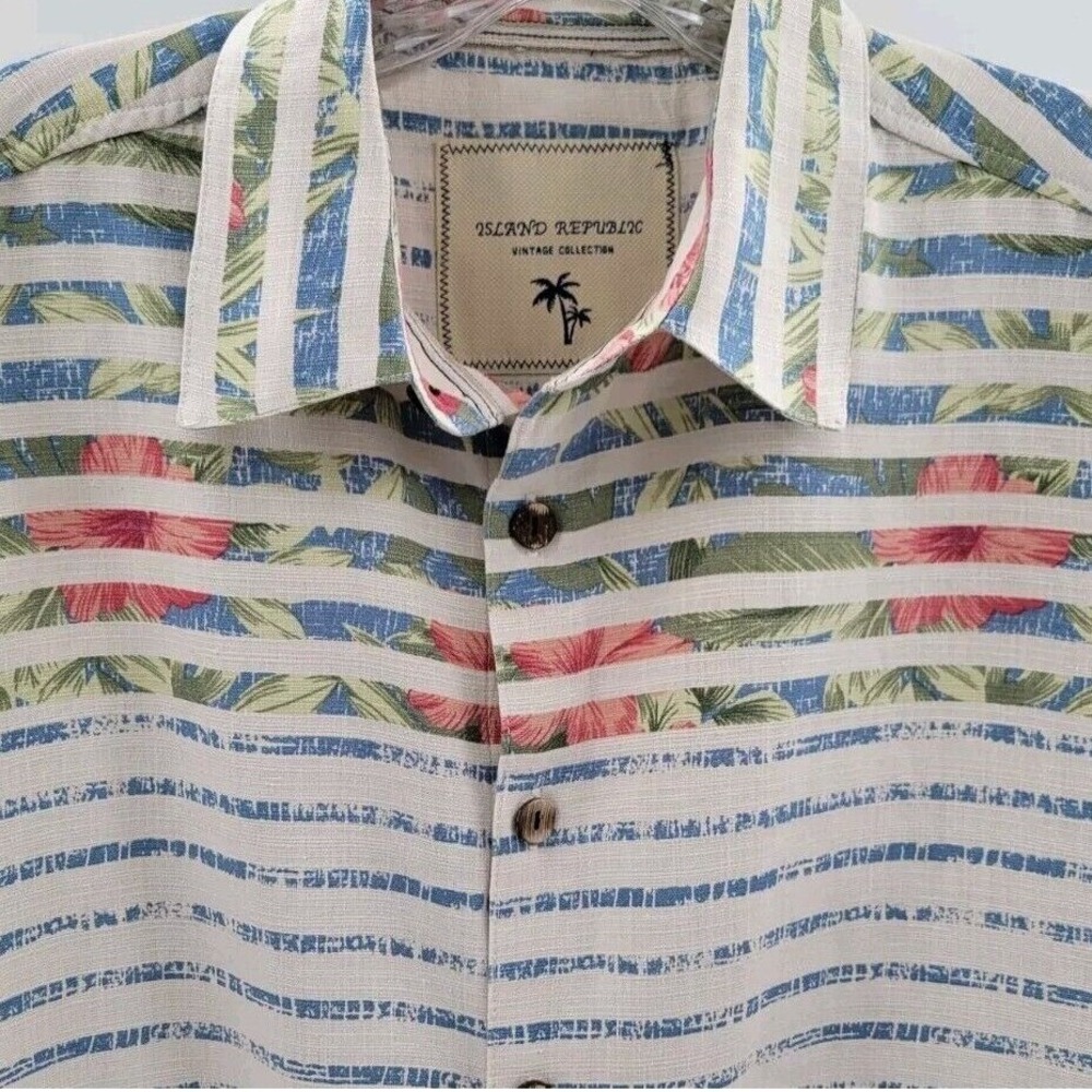 Island Republic Vintage Collection Mens M 100% Silk Hawaiian Shirt‎ Short Sleeve